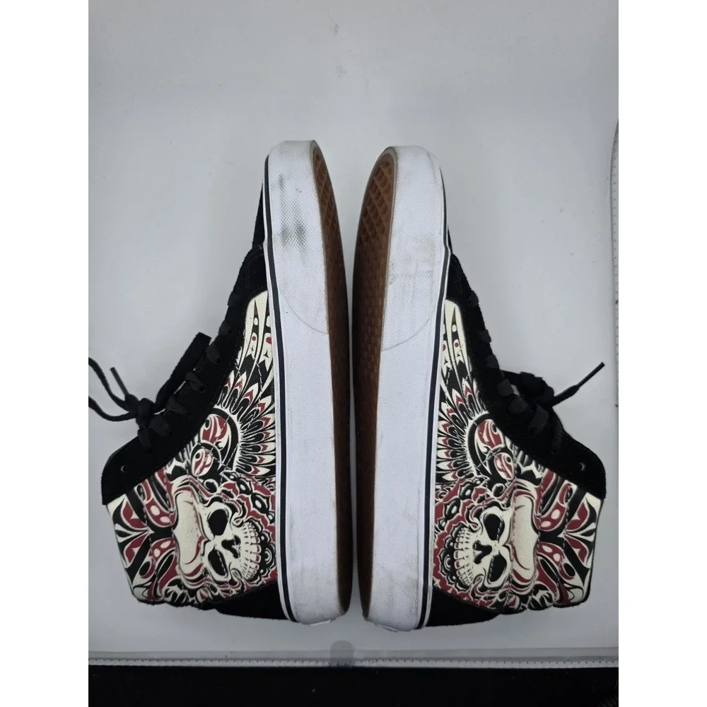 VANS Sk8-Hi Skull Graphic Sneakers Men's 7.5 Women's 9 Black‎ Red